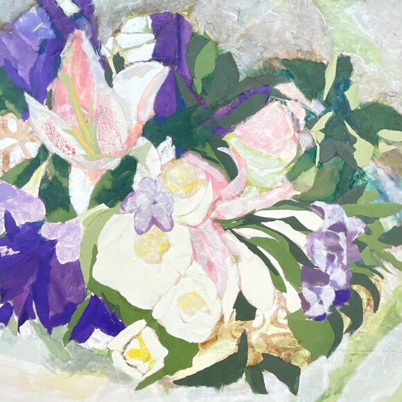 Floral Collage Painting On Paper Mixed Media on Paper - Picture 5 of 9